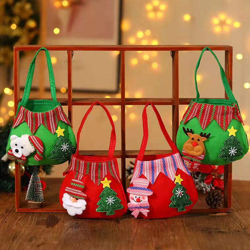 

Christmas Decorations Merry Candy Boxes Bags Santa Snowman Elk Non-woven Gift Bag 2022 Kids Year Gifts Xmas Tree Dec