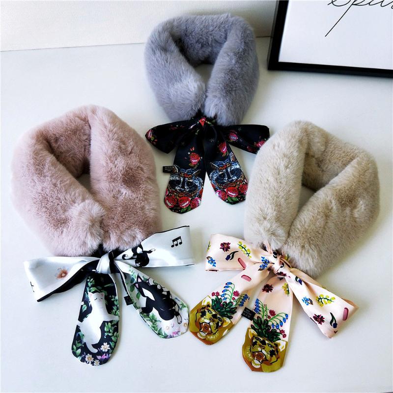 

Scarves Cartoon Animal Fur Collar Scarf Plush Bib Warm In Winter Thick And Versatile Ladies Hijab Women
