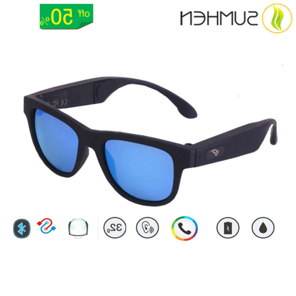 

Highend accessories G Polarized Sunglass Bone Conduction Headset SmartTouch Smart Glass Health Sports Wirels HeadphonMicrophone, Black