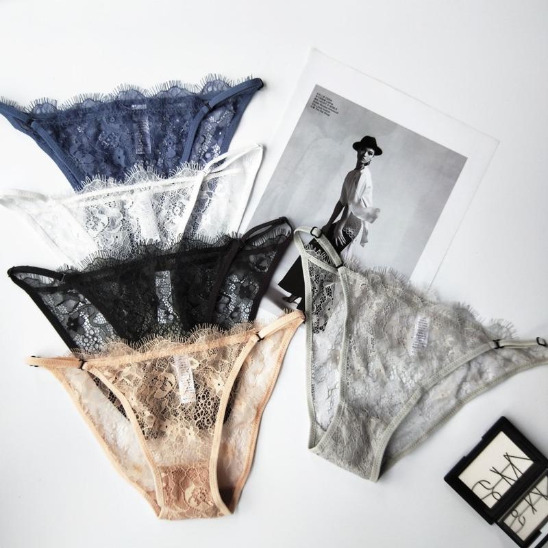 

Women's Panties Woman Lace Hollow Out Comfortable Solid Transparent Low-Rise Bikini Briefs Female Lingerie Underpants