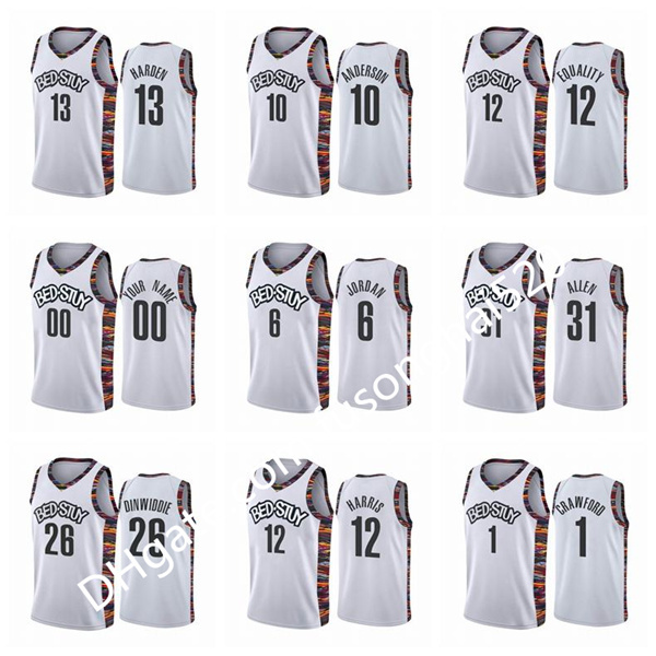 

Print Men's Women kids Any player Kevin Durant 7 Kyrie Irving DeAndre Dinwiddie 8 LeVert 22 Claxton Harris White Custom Basketball Jers, Black;red