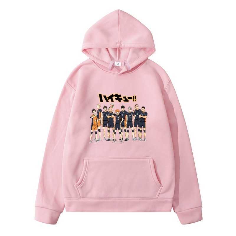 

New haikyu volleyball Junior Fashion loose men' and women' casual Hooded Sweater, White