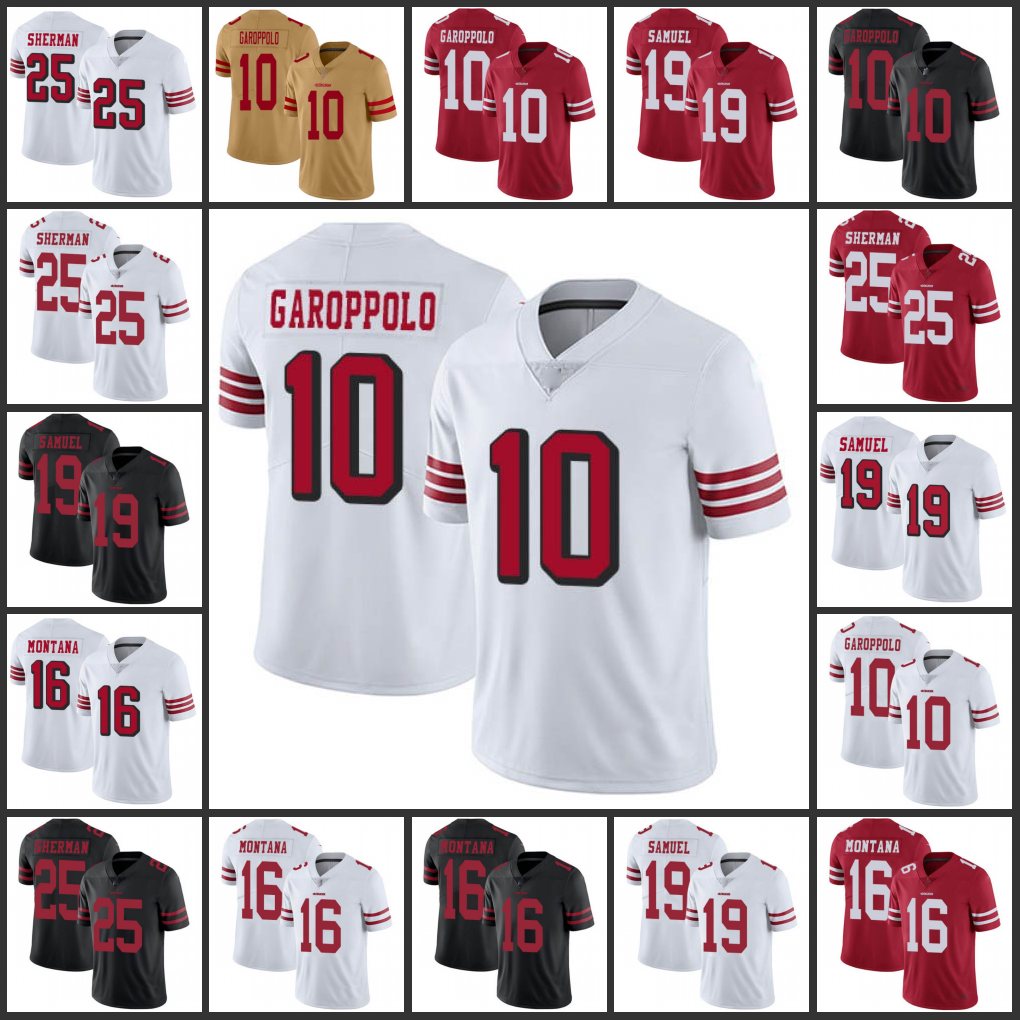 

Jersey San Francisco''49ers''Men #10 Jimmy Garoppolo 16 Joe Montana 25 Richard Sherman 19 Deebo Samuel''NFL''Women Youth Limited Jersey, 12