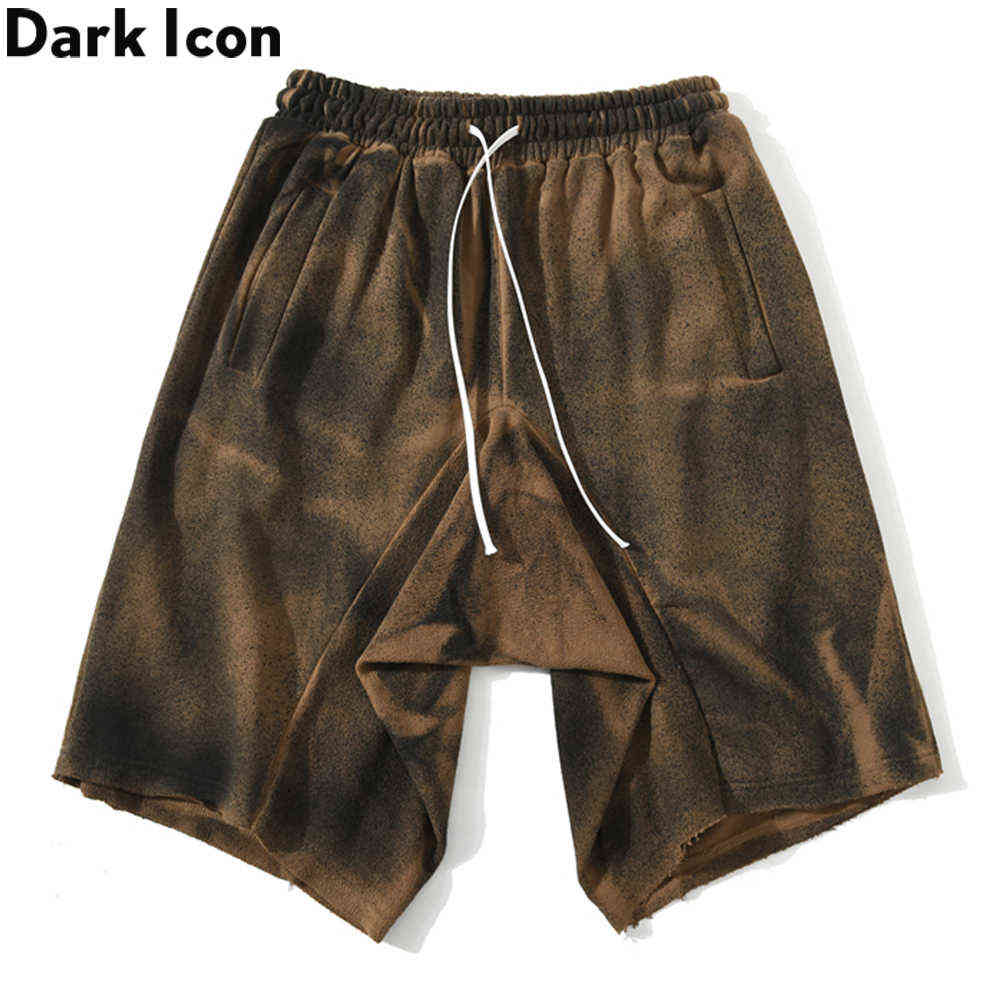 

Tie Dyeing Drop Crotch Shorts Men High Street Men's Shorts Summer Plain Shorts for Man 2 Colors 210603, Black