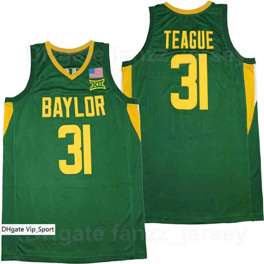 

Baylor College Basketball 31 MaCio Teague Jersey Men University Green Team Color Breathable Pure Cotton Sports Shirt Uniform Moive Excellent, 2 white