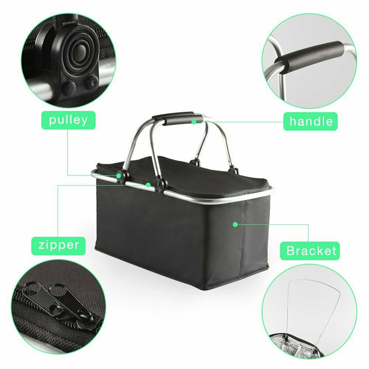 

30 Foding Picnic Camping Basket Insuated Shopping Cooer Home Storage Basket Hamper Basket Bag Box Outdoor Picnic Bags