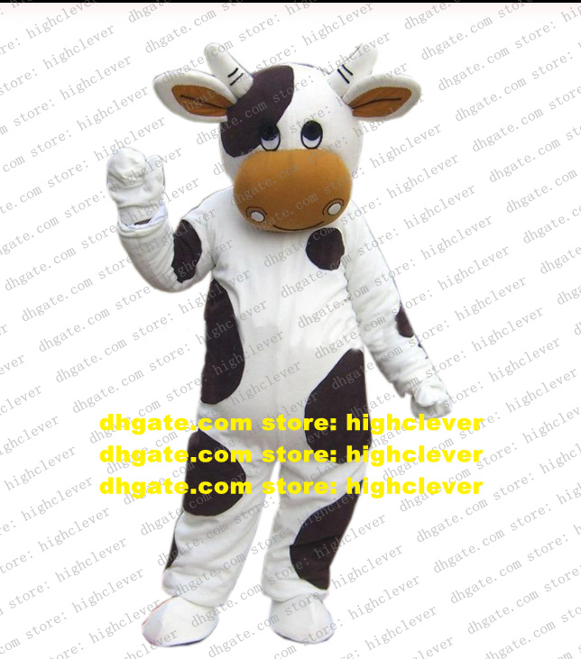 

White And Black Milk Cow Cattle Calf Mascot Costume Adult Character Hilarious Funny Fandango Dancing Party CX4045 Free Ship, Red;yellow