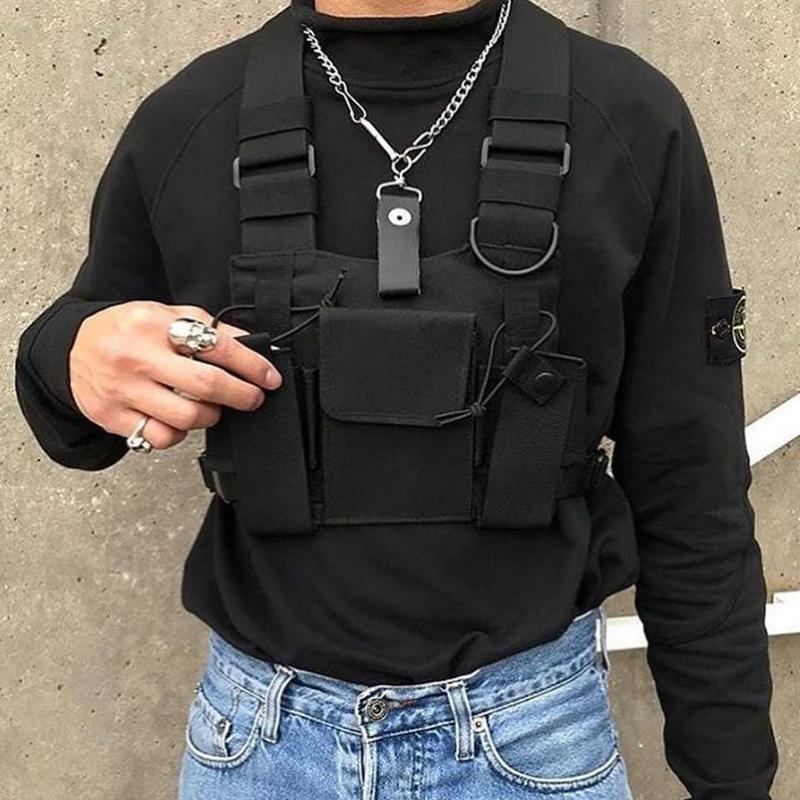 

Waist Bags Functional Tactical Chest Bag Unisex Fashion Hip Hop Vest Streetwear Pack Black Rig
