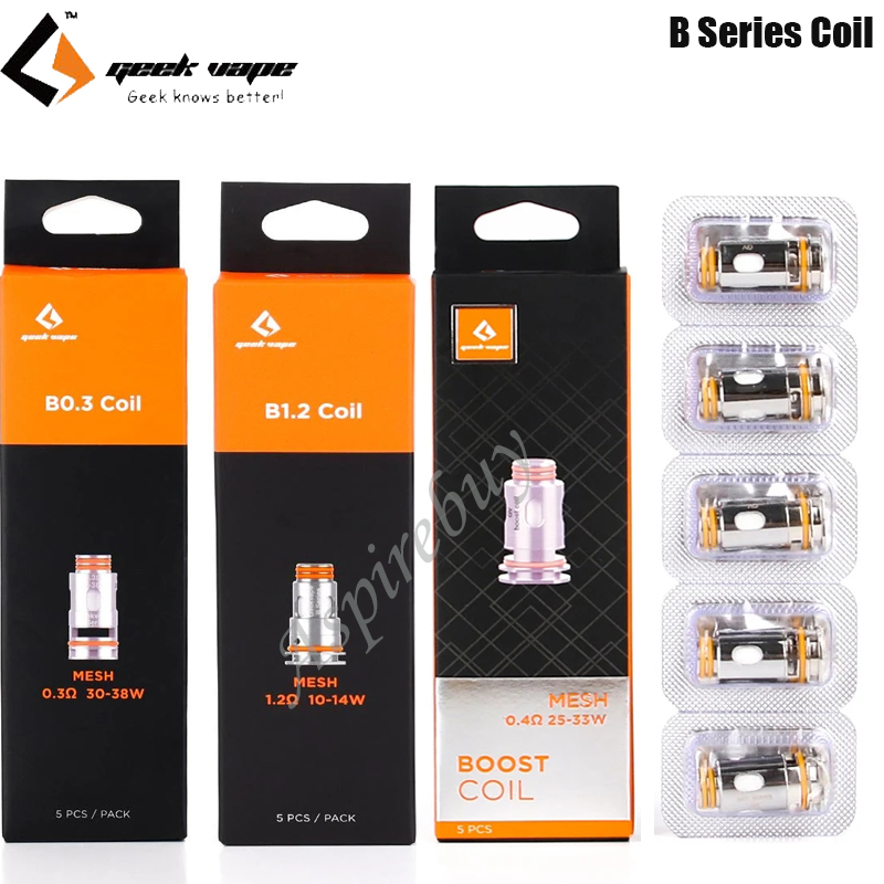 

GeekVape B Series Coil B0.4ohm / B0.6ohm /B0.3ohm/B1.2ohm/B0.2ohm Replacement for Aegis M100/Boost Plus/Hero/Mini 2/ Z Nano Tank/Z50/Zeus Nano2 Atomizer Authentic