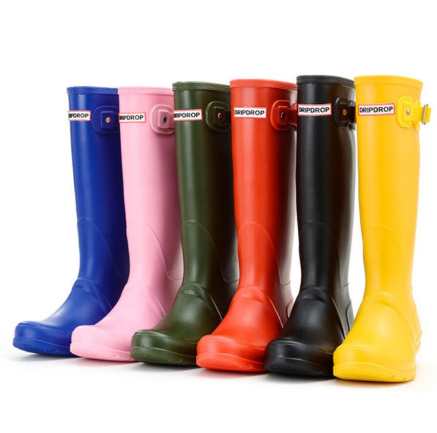 

Women RAINBOOTS fashion Knee-high tall rain boots England style waterproof welly boots Rubber rainboots water shoes rainshoes