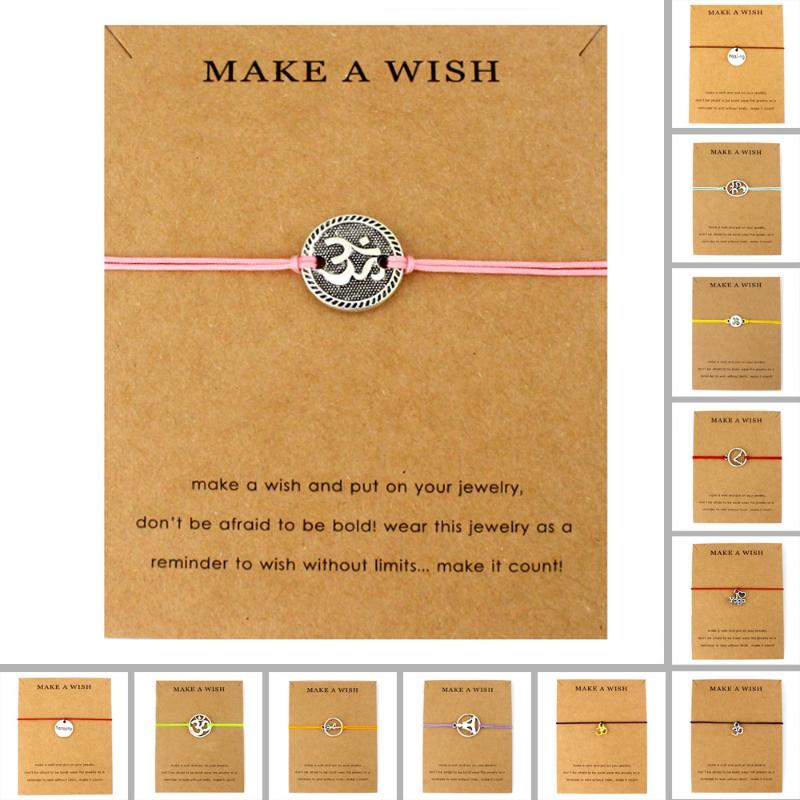 

Charm Bracelets Yoga Buddha Lotus OM OHM Mala Chakra Charms Adjustable Rope String Women Men Girl Love Friends Fashion Jewelry
