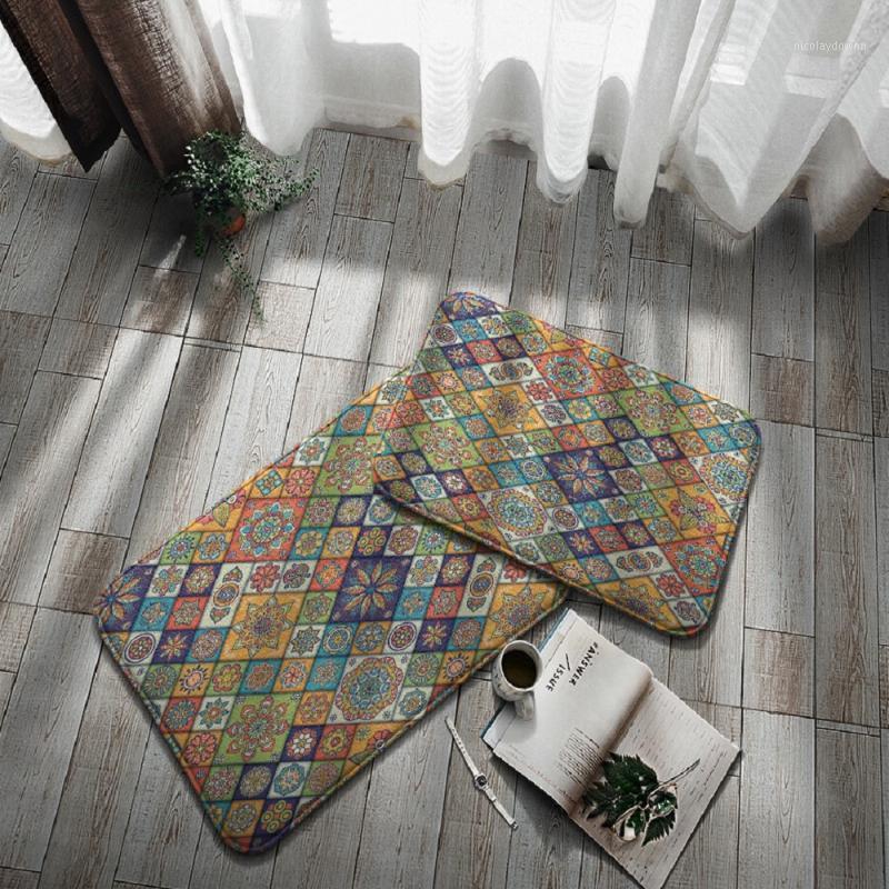 

Carpets Bohemian Doormat Ethnic Flower Kitchen Bathroom Mat Bedroom Carpet Floor Area Rug 3D Print Indoor Outdoor Doorway