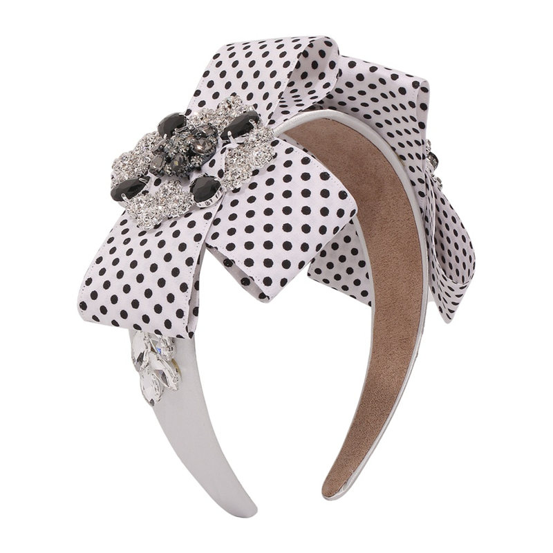 

Luxury Designer Diamond Headband Ladylike Fabric Dots Hair Hoop Accessories Head Band For Party F3222