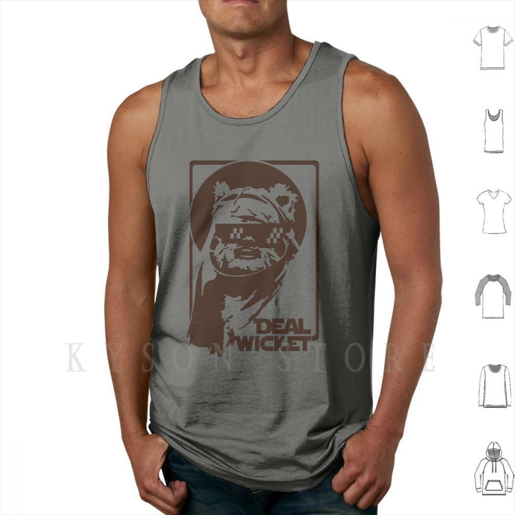

deal wicket brown tank vest 100% cotton ewok with it return of the jedi may force be you, White;black