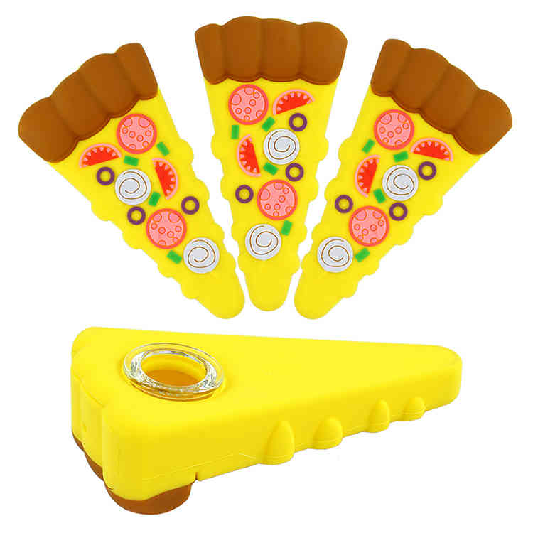 

Pizza shapes silicone smoking pipe Yellow tabacco pipes cartoon silcone pipe water bong