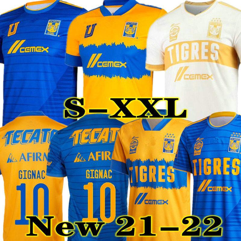 

GIGNAC 21 22 club Tigres UANL Yellow home third soccer jersey 7 Stars Vargas H. Ayala SOSA 2021 2022 away blue football Shirts, 20-21third
