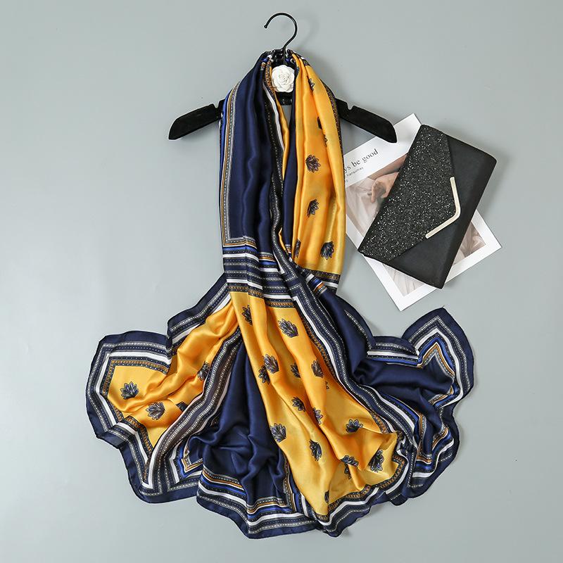 

Scarves JTVOVO 2022 180x90CM Imitation Silk French Fashion Retro Designer Scarf Femininity Shawl Muffler Ladies