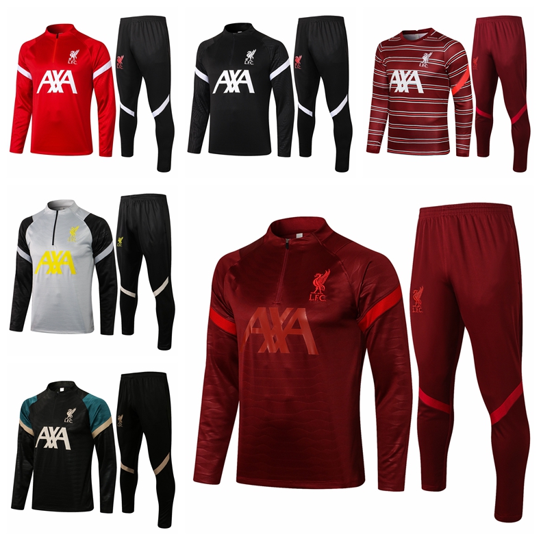 

LiverpooI 21/22 LVP football training suit tracksuit Men .SALAH ALEXANDER ARNOLD Firmino Soccer football Survetement Maillots de Foot Chand, Gray