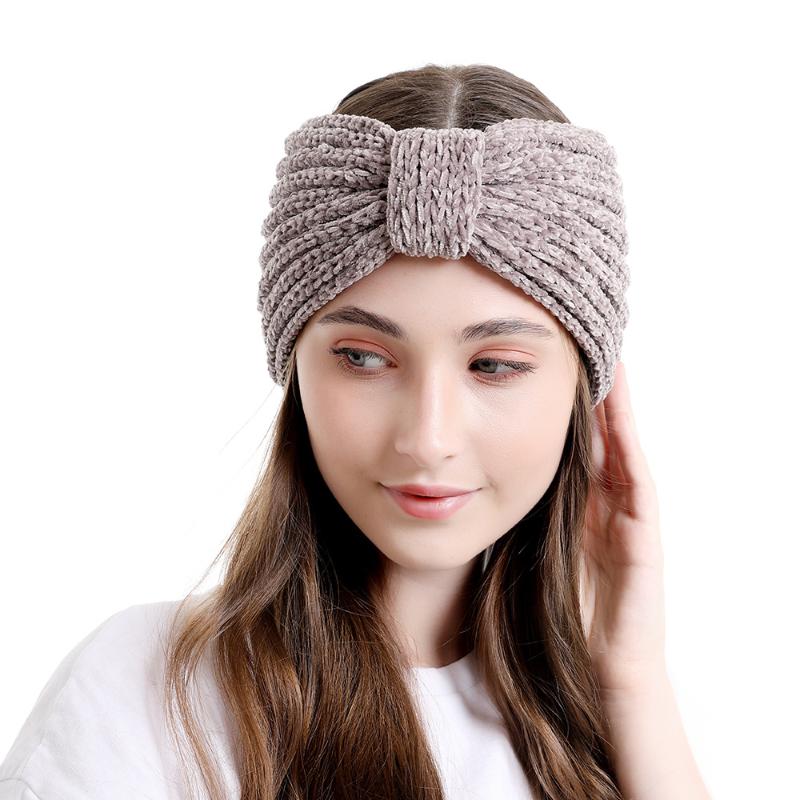 

Hair Accessories 2021 Six-color Ladies Headband, Solid Color Wide Knitted Wool Twisted And Knotted Headwear.