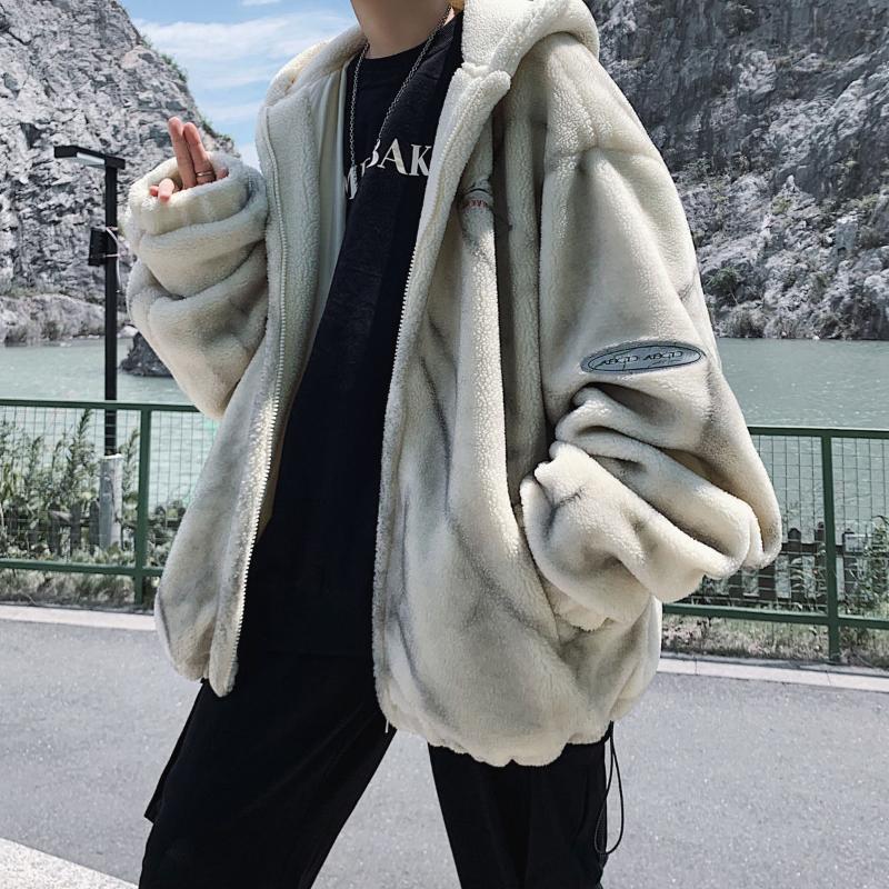 

Men's Fur & Faux 2021 Winter Lamb Wool Coat Jacket Loose Leather Men Veste Fourrure Homme Heren Winterjas Mens, White