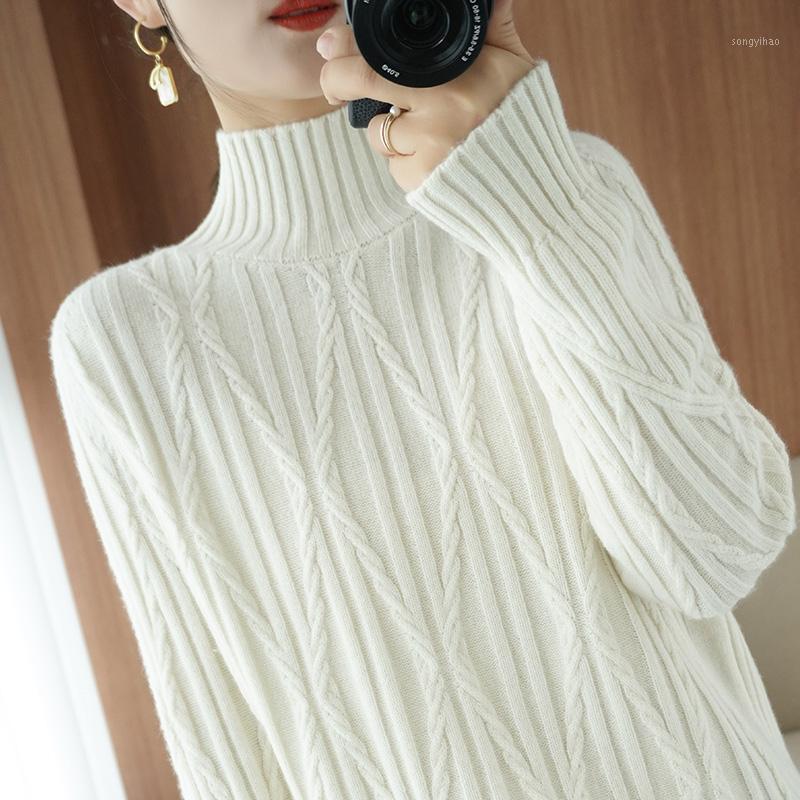 

Women's Sweaters Spring/Autumn Sweater Fashion Casual Long Sleeve Slim Stretch Cotton Turtleneck Solid Color Pullover Top Houthion, Pink