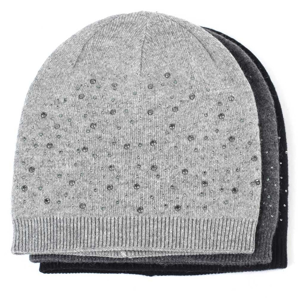 

Rhinestones Women Wool Beanie Hat Winter Cashmere Knitted Beanies Ladies Knit Rhinestones Warm Hat Outdoor Fashion Cap, Mixed color