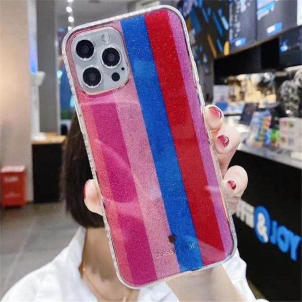 

Glitter watercolor cell Phone Case for iPhone 12 11 mini Pro MAX XS XR 7 8 plus SE 2 rainbow TPU back cover shell, #3