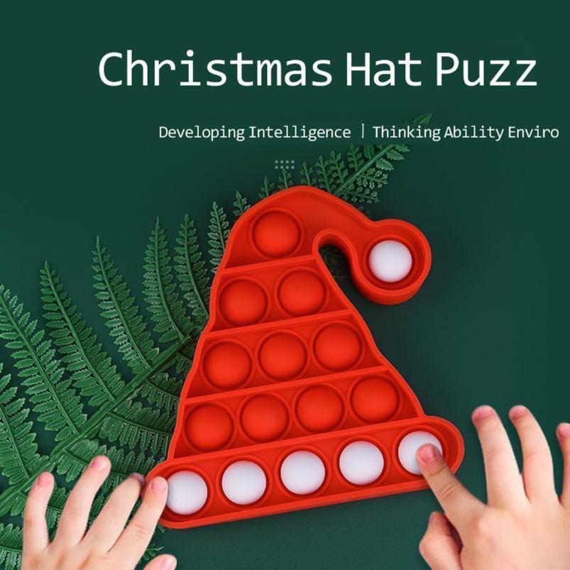 

TikTok Trend Sensory Fidget Christmas Hat Push Popper Board Xmas Eve Kids Gifts Party Ornament Decompression Mice Killing Finger Press Popping Bubbles G99NU7A