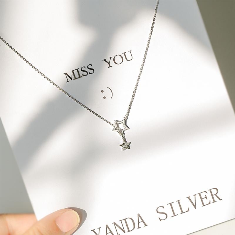

Pendant Necklaces Simple Fashion Hollow Design Star Necklace Female Korean Temperament Personality Trend Wild Clavicle Chain