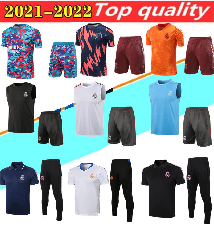 

polo 2021 Real Madrid Soccer Jerseys shirt tracksuit pants 20 21 22 SERGIO RAMOS BENZEMA MODRIC ISCO BALE size S-2XL, Multi