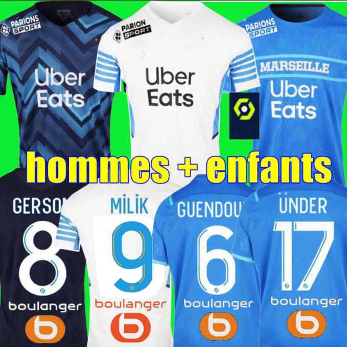 

21 22 Soccer jerseys GERSON Ünder Olympique milik maillot de foot 2021 2012 Camiseta PAYET GUENDOUZI KAMARA MEN KIDS football shirt hommes + enfants KONRAD OM, 21 22 away fans