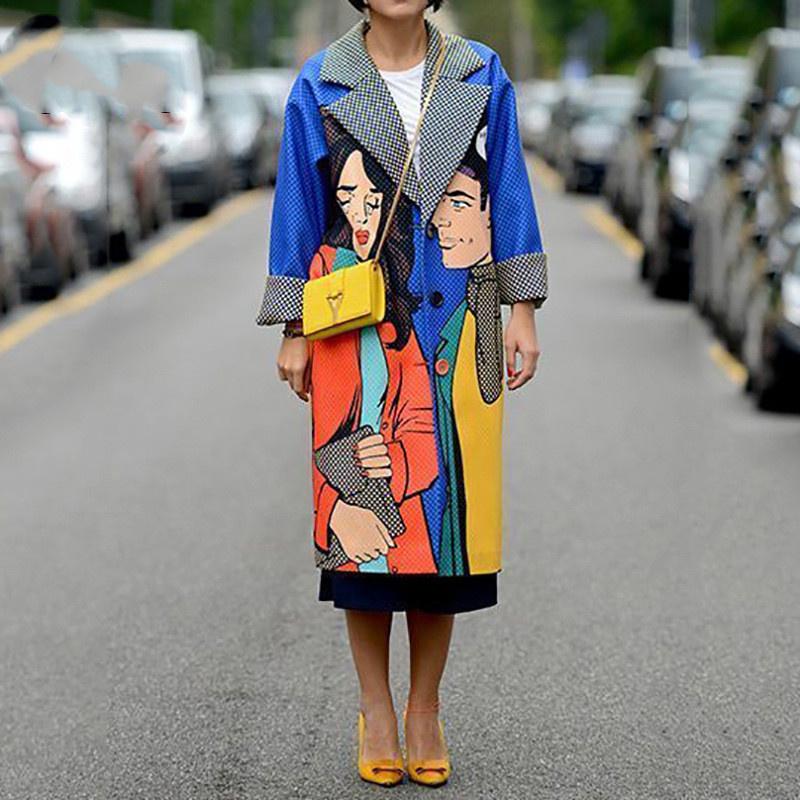 

Women's Jackets Fashion Woolen Temperament Casual Coat 2021 Autumn And Winter Style Lapel Long Printing, Black;brown