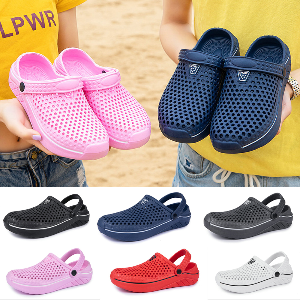 

Newbeads Summer Men and Women Crocks Sandals Hole Shoes Beach Flat Sandals Slippers Garden Shoes Casual Home Couple Slippers, Black