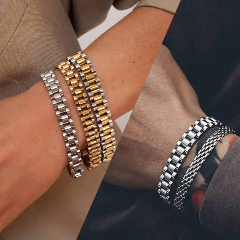 

Link, Chain Wristwatch Bracelet, Stainless Steel Metal Timepiece Bracelets For Men Women Jewelry