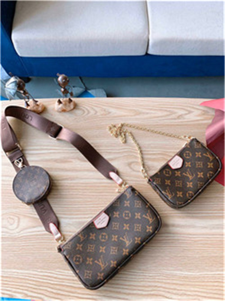

LV LOUIS bags VITTON 3 pcs set favorite multi pochette accessories women Crossbody Purse Messenger bags Handbags Flowers shoulde, Red;black