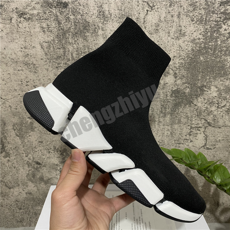 

2022 Paris Speed 2.0 Trainers Knit Socks Shoes Top Quality Original Mens Womens Black White Red Knitting Sneakers With Box Size 36-45, Customize