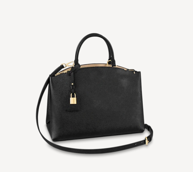 

Grand Palais tote bag Black/Beige soft-grained leather crossbody name tag padlock day-to-business bags M4584, Color 02