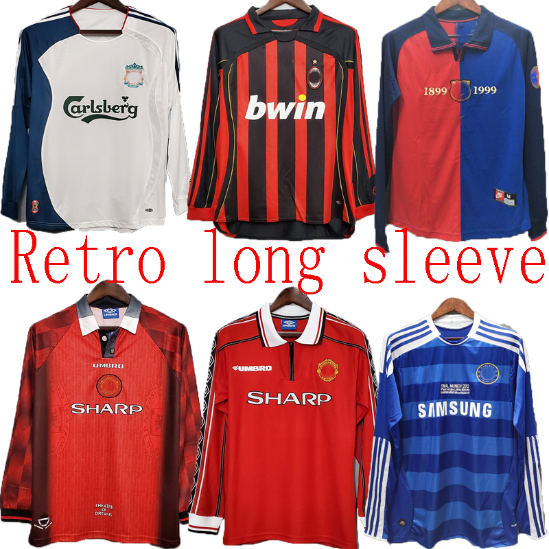 

Manchester United Liverpool AC Milan Retro long sleeve soccer Jersey Home away 06 07 96 97 1899 1999 1990 1992 1996 1998 2006 2011 Chelsea Football shirt Edition 89 99