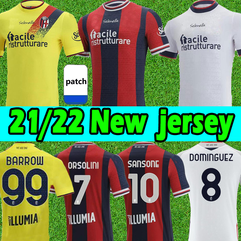 

21/22 BOLOGNA FC 1909 soccer jerseys 2021 2022 BFC maglia da calcio Sansone SANTANDER Orsolini PALACIO Tomiyasu DOMINGUEZ Barrow Soriano SVA, Black;yellow