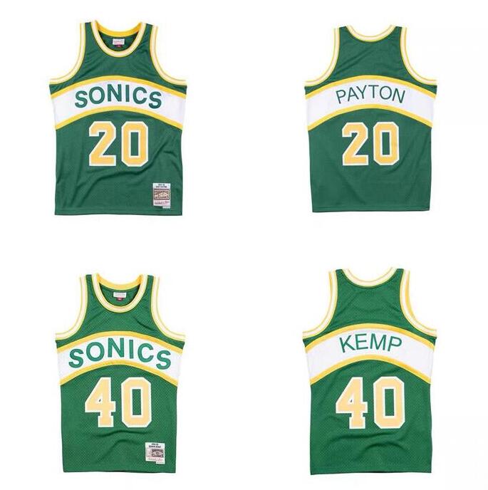 

Custom S-6XL Men women youth basketball jersey 40 KEMP 20 Payton 1994-95 Hardwoods Classics retro Jerseys, Black;red