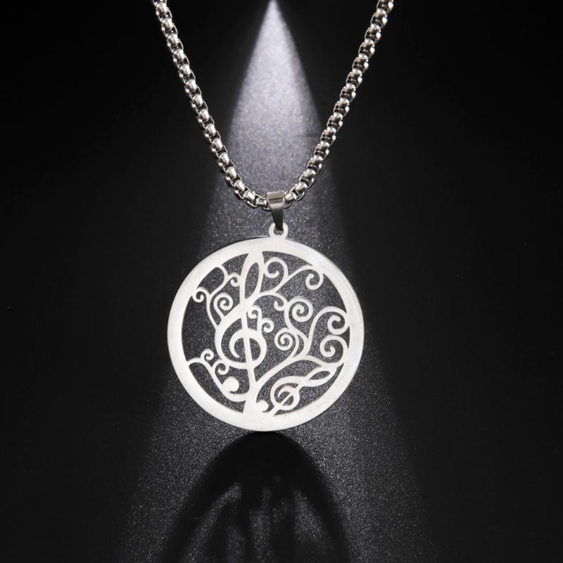

Pendant Necklaces My Shape Floral Music Note For Men Women Stainless Steel Necklace Box Chain 2021 Fashion Party Jewelry