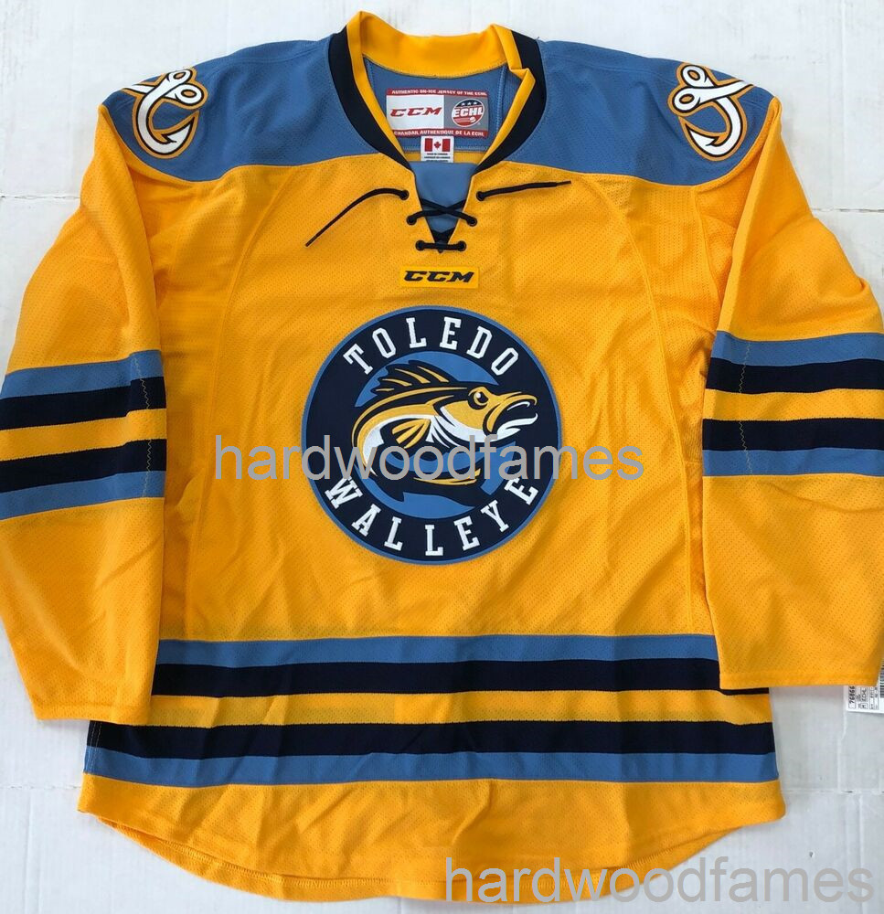 

Stitched New CCM Toledo Walleye ECHL Hockey Player Jersey custom any name number, Yellow