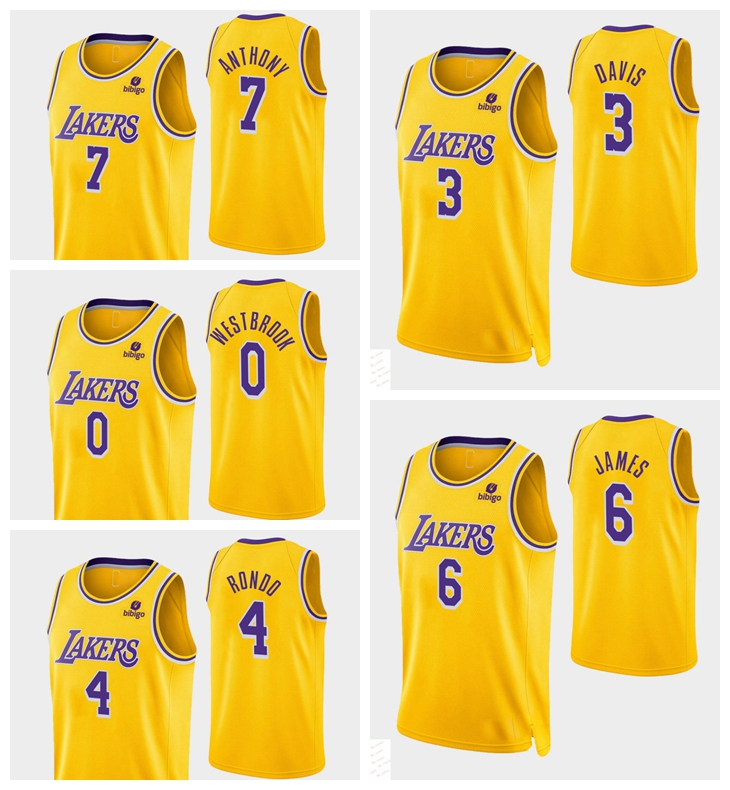 

Los AngelesLakersLeBronAnthonyDavisCarmeloRussellWestbrookMEN 2021Basketball 75th Anniversary Diamond Gold Jersey