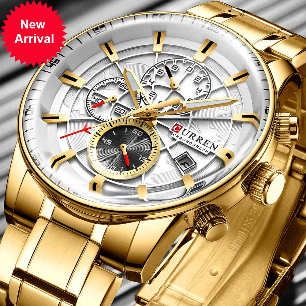 

NEW Watch Men Top Luxury Brand CURREN 8362 Sport Waterproof Quartz Watches Mens Chronograph Date Male Clock relogio masculino, Slivery;brown