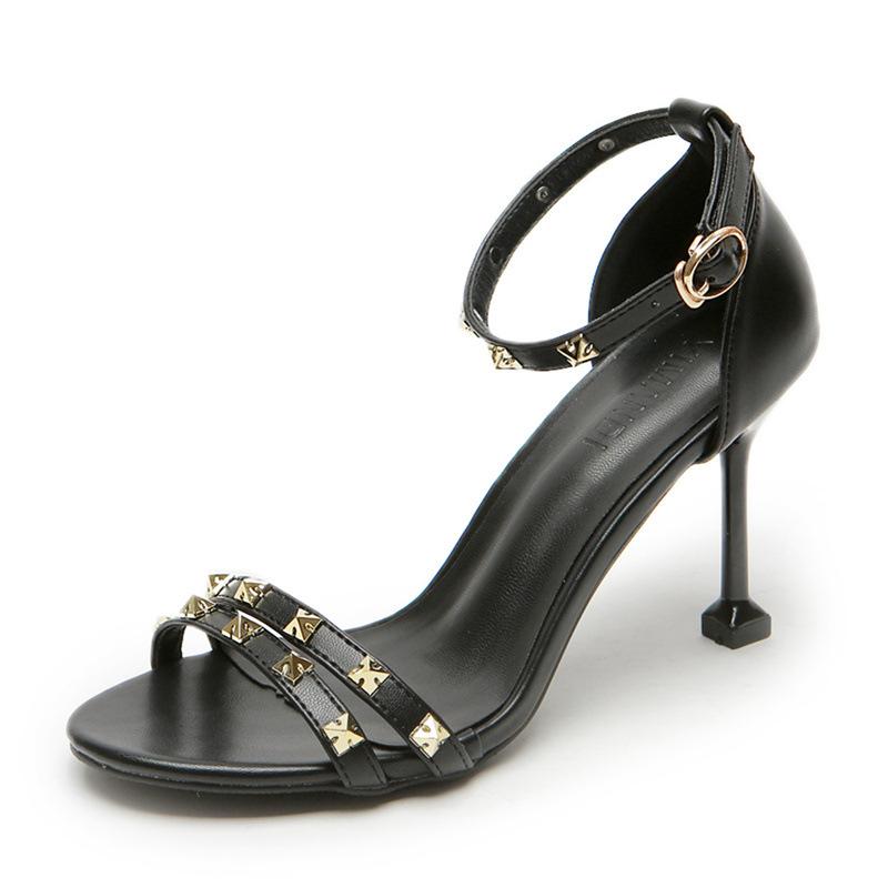 

Dress Shoes Open Toe Sandals Women Stiletto Buckle High Heels, Beige
