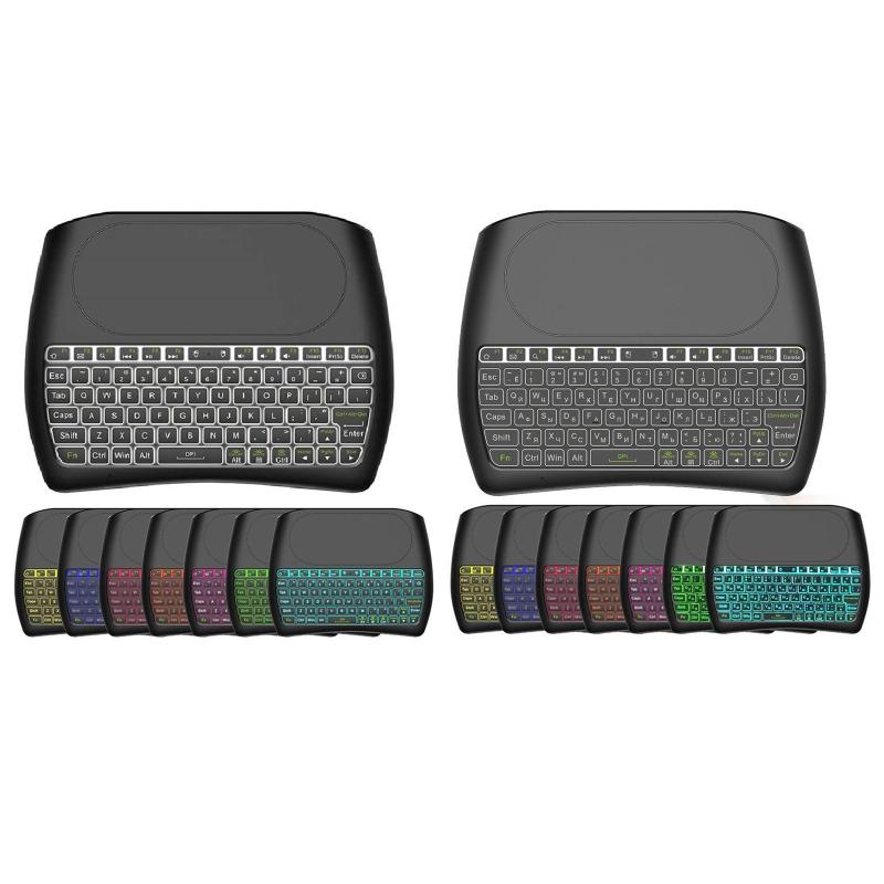 

D8 Pro Bluetooth 2.4G Wireless Handheld Keyboard 7 Color Backlight Dual Mode English Russian Portable Fingerboard Keyboards