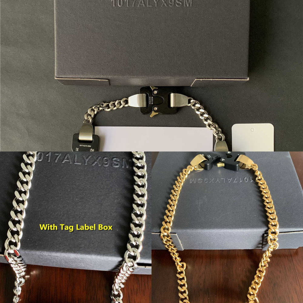 

20fw Alyx Buckle Necklace Men Women 1017-alyx-9sm Charm Necklaces Hollow Openwork Letters Stainless Steel Chain Colorfast Q0809