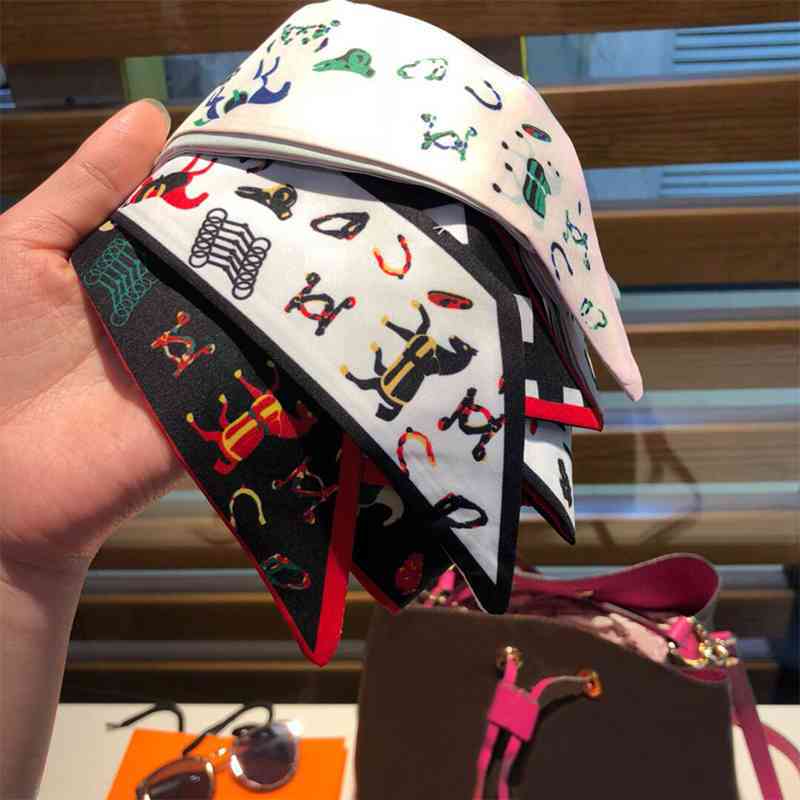 

20ss Silk scarf thin narrow strip kerchief hair band binding bag handle scarfs women's fashion Wraps Mix matching real silks ribbon 6*90cm gift box