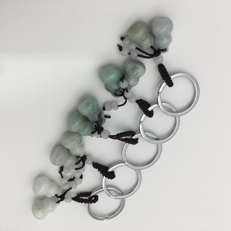 

Keychains Wholesale Natural Jadestone Gourd Shape Key Chain 5PCS Good Luck 012