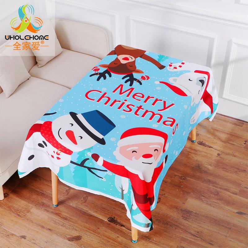 

1pcs/lot Handmade Christmas Santa Claus Deer Snowmen Printed Tablecloth Festival Year Gift Home Party Dining Room Decor Table Cloth